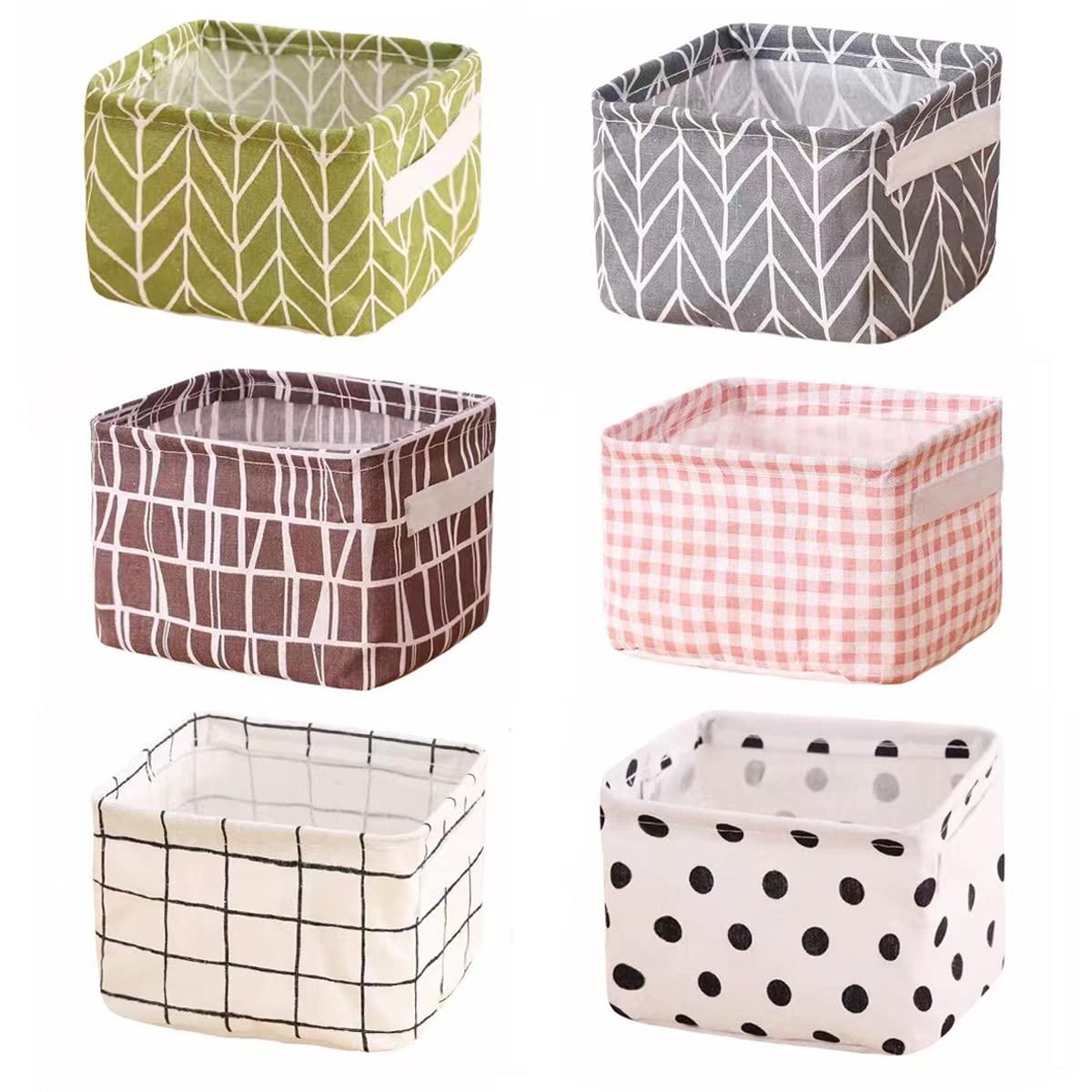 6-Pack Foldable Canvas Storage Baskets with Handle