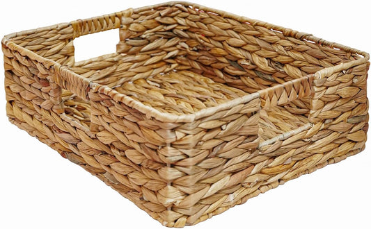 Rectangular Water Hyacinth Storage Baskets, Wicker Woven Shelves Baskets