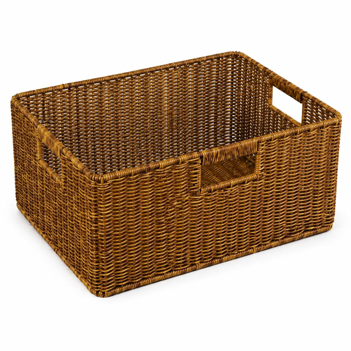Jumbo Wicker Basket, Rectangular Wicker Basket for Storage, 16.5 x 13 x 7.5