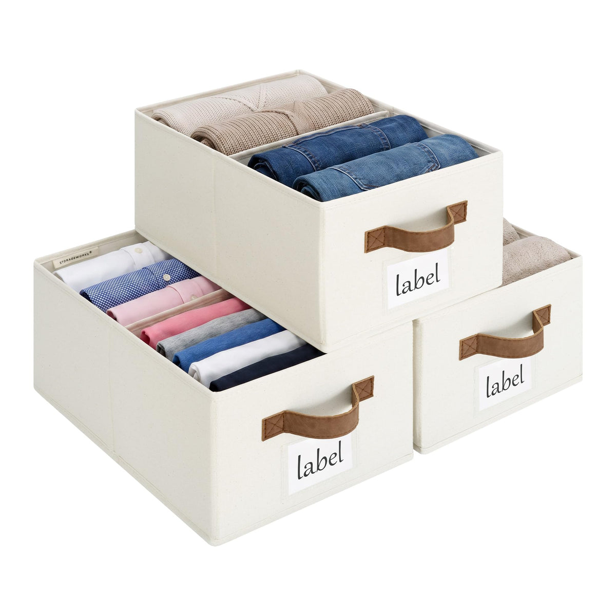 StorageWorks Closet Shelf Organizer Bins with Divider, 9¾"Lx16"Wx6¾"H