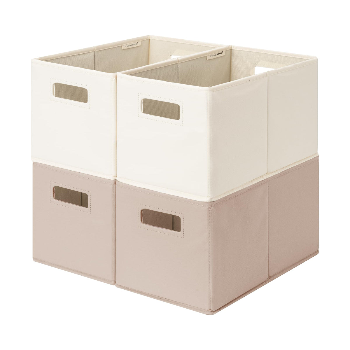 StorageWorks Fabric Storage Bins for Shelves, Large, 4-Pack, Ivory