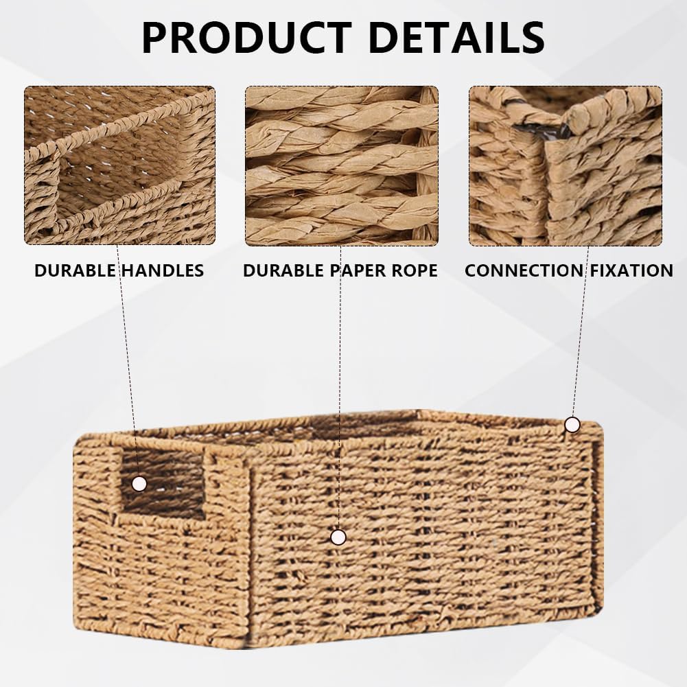 6 Pcs Small Wicker Baskets, Wicker Woven Storage Basket with Handle