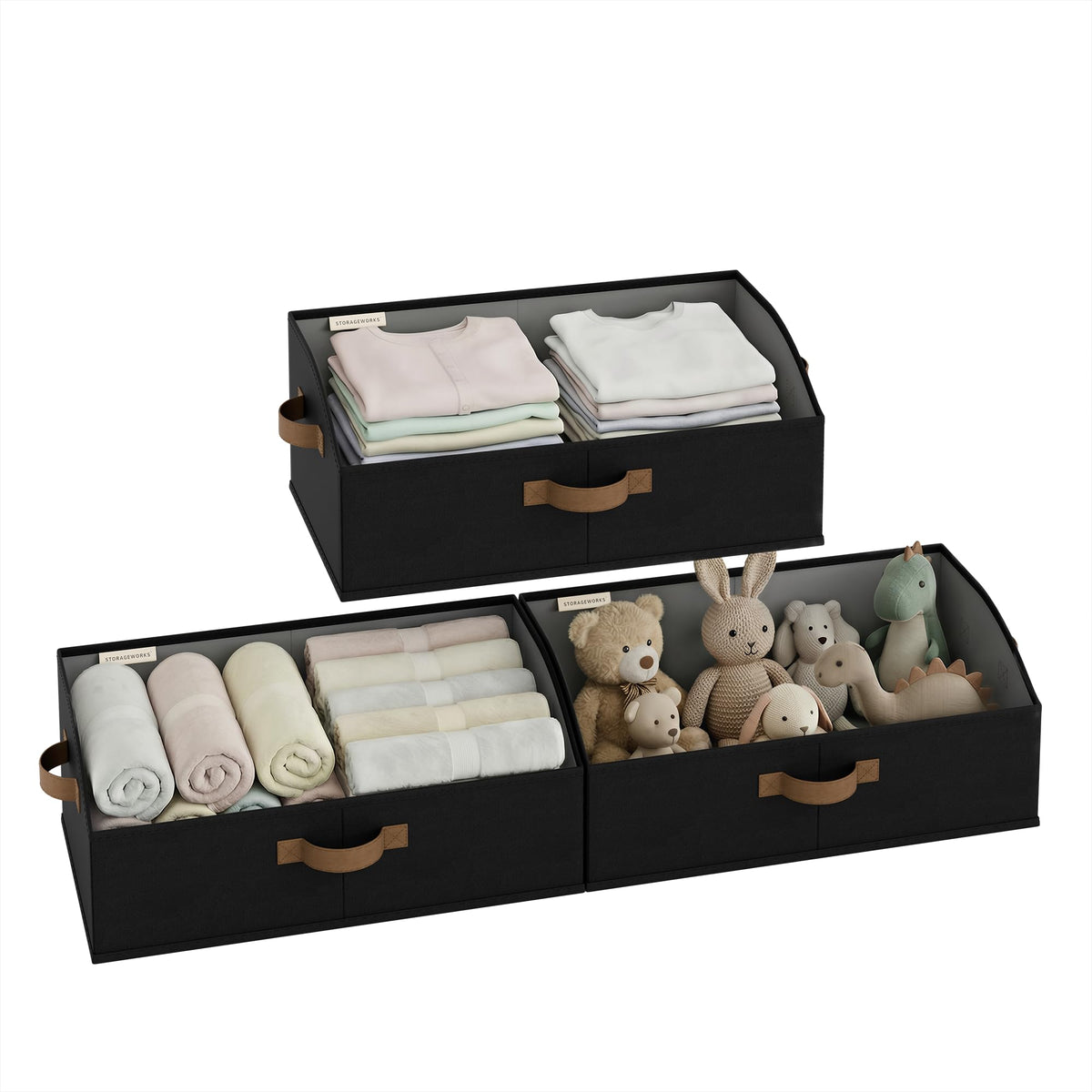 StorageWorks Closet Storage Bins Trapezoid, Gray, Large, 3-Pack