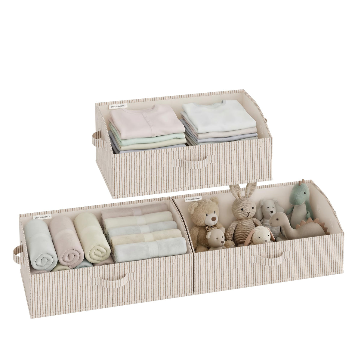 StorageWorks Closet Storage Bins Trapezoid, Gray, Large, 3-Pack
