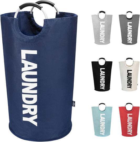 DOKEHOM 125L X-Large Laundry Basket Bag, Collapsible Tall Hamper, Dark Blue
