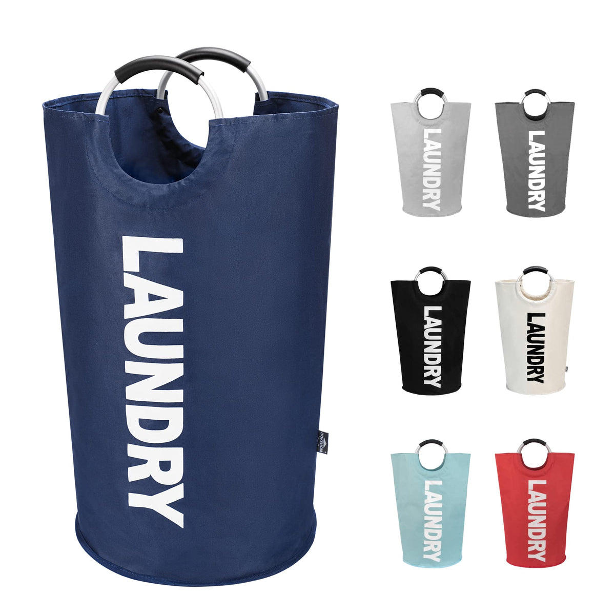 DOKEHOM 125L X-Large Laundry Basket Bag, Collapsible Tall Hamper, Dark Blue