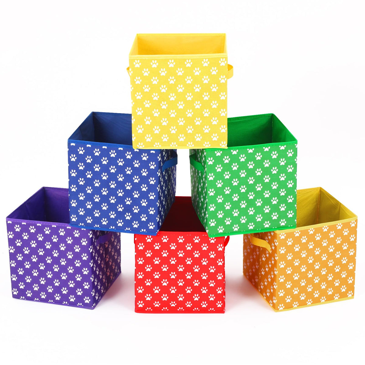 Kathfly 6 Pcs 11" Fabric Classroom Storage Bins Cubby Baskets, Pastel
