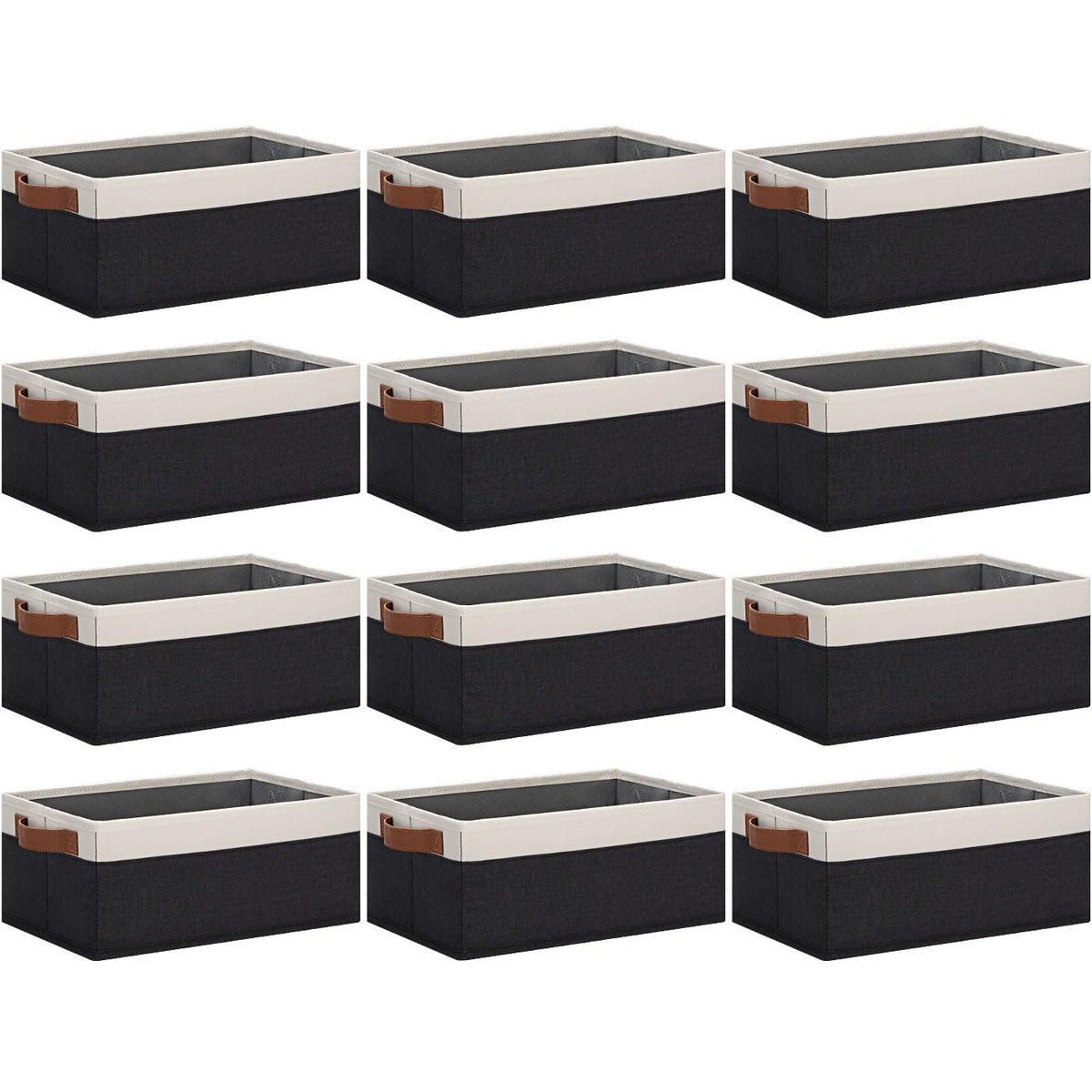 GhvyenntteS Small Fabric Storage Bins with Handles 6 Pack, 11.8" x 7.87" x 5.11" Storage Baskets for Shelves, Baskets for Organizing Clothes Underwear Socks Hats DVDs (Grey/White)