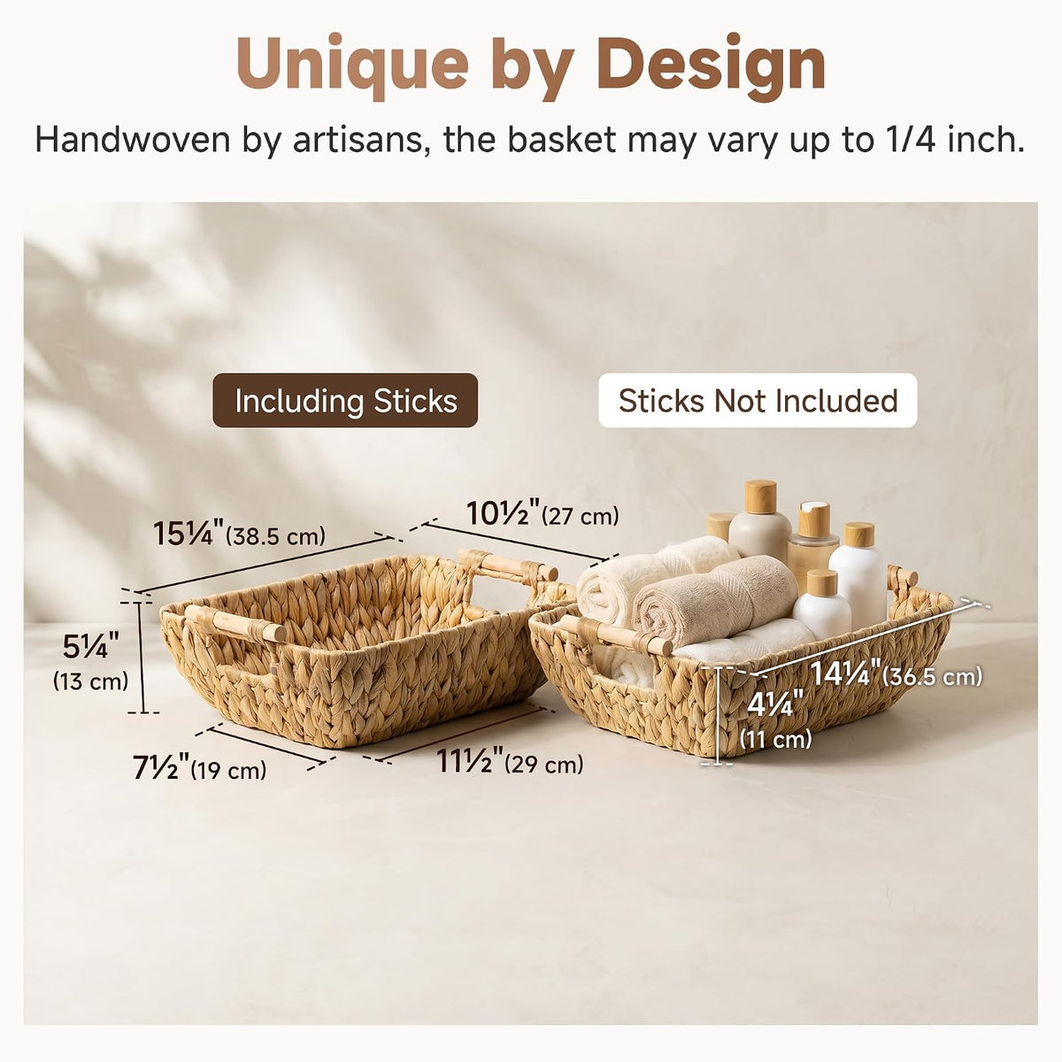 StorageWorks Wicker Baskets for Organizing, Water Hyacinth Storage Baskets