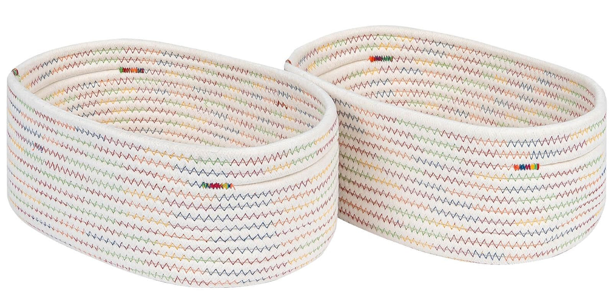 CubesLand Cube Shelf Closet Storage Rope Cotton Baskets Bins Set 2