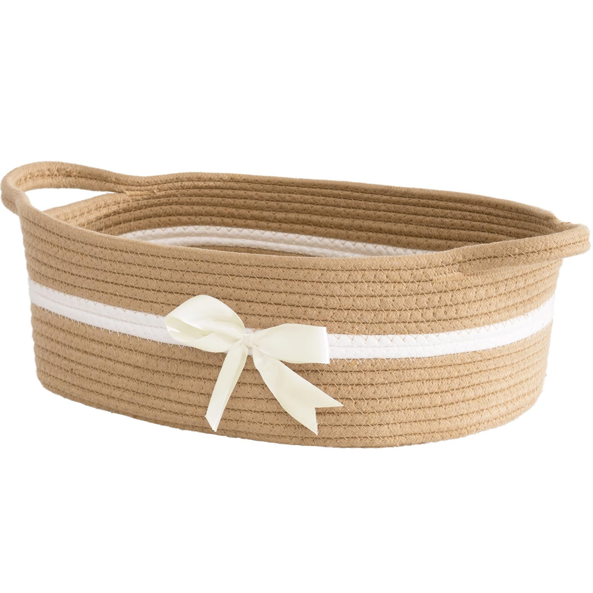 CHICVITA Small Woven Rope Gift Basket, Decorative Boo Basket, Grey