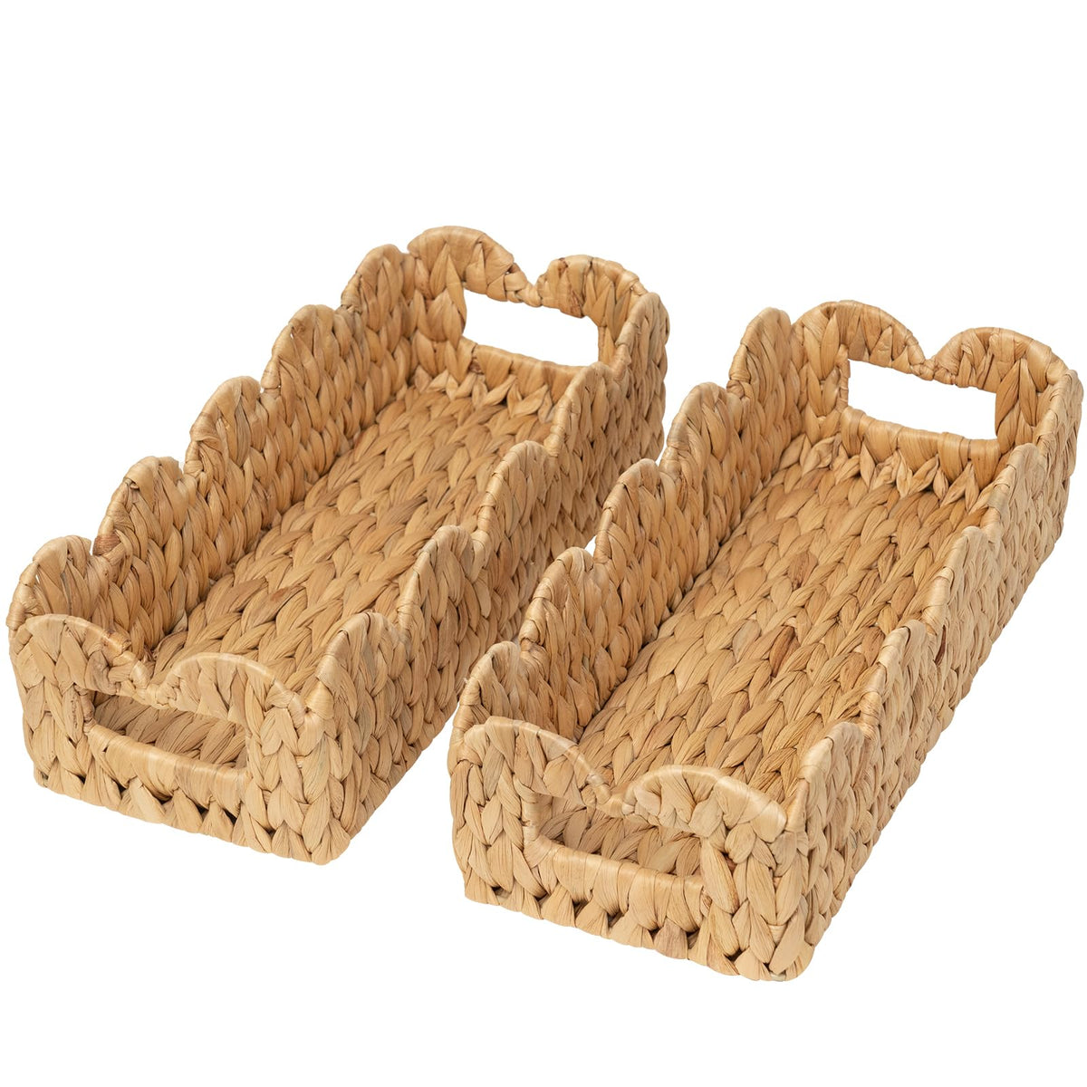 Coeusy Toilet Tank Basket for Bathroom,Scalloped Edge Wicker Basket for Toilet Paper Storage,Small Baskets for Countertop,Shelves,Living Room,Bedroom,Both Organizer&Decor,Natural Water Hyacinth