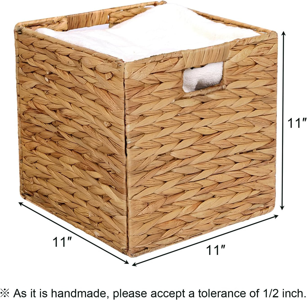 11x11in Wicker Storage Baskets Set of 5 Collapsible Water Hyacinth Basket