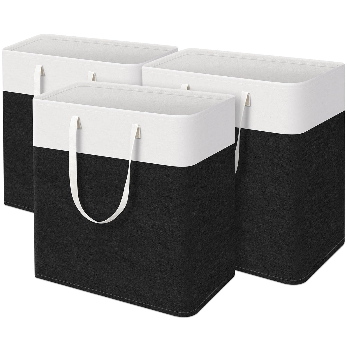 TasticTotes Laundry Basket 3-Pack, Laundry Hamper, 75L-Grey
