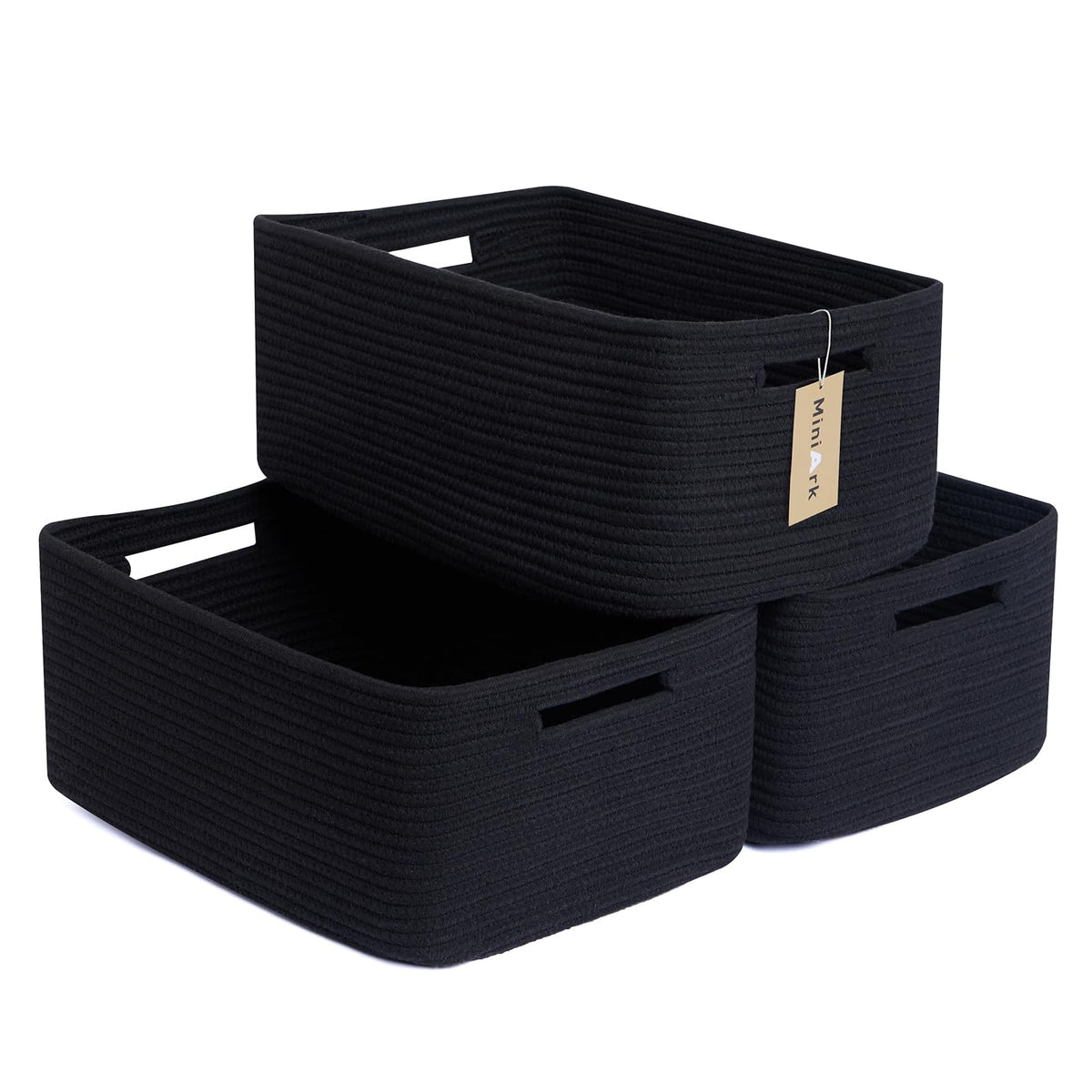 MiniArk Large Storage Baskets for Organizing, 17 x 13 x 7.5” Closet Shelf Baskets for Clothes Blanket Towels, Baby Nursery, Toy Bins Box, Woven Rope Baskets, 4 Packs Mixed Brown