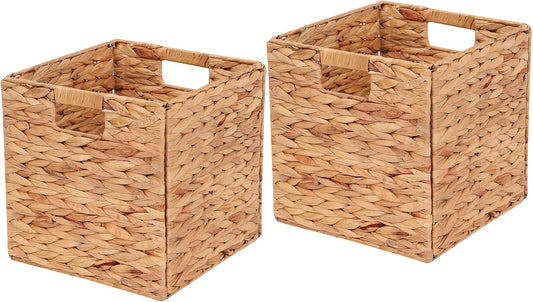 LYJWOO6D Water Hyacinth Storage Baskets 11x11x11 Inch Set of 2