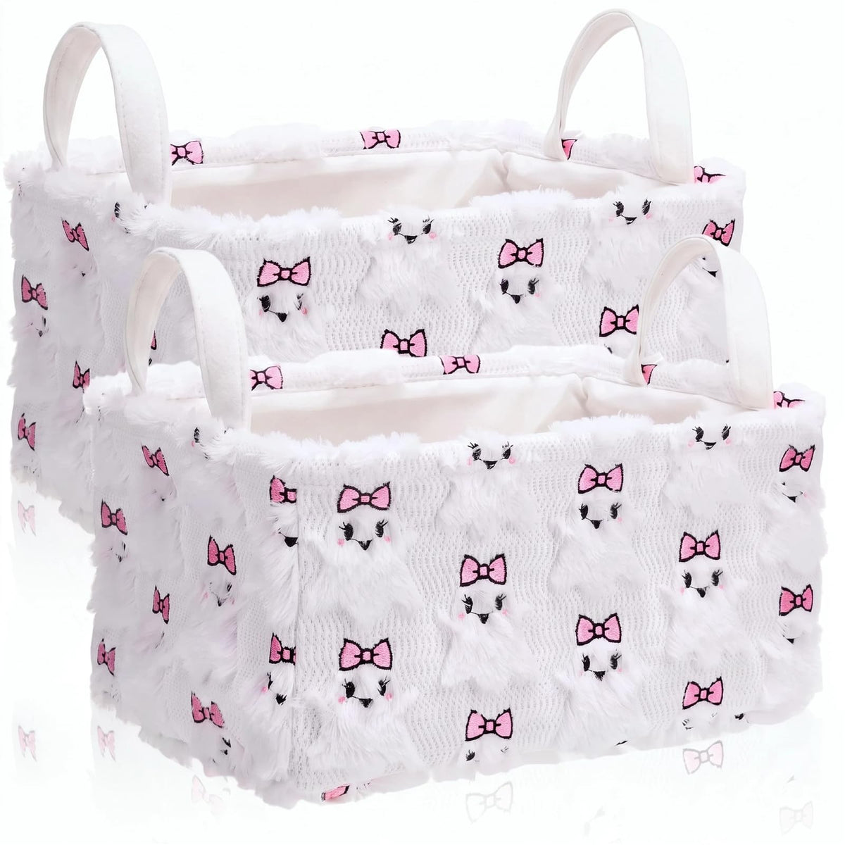 2 Pcs Pink Bow Storage Basket 14x10'' Back to School Gift Baskets