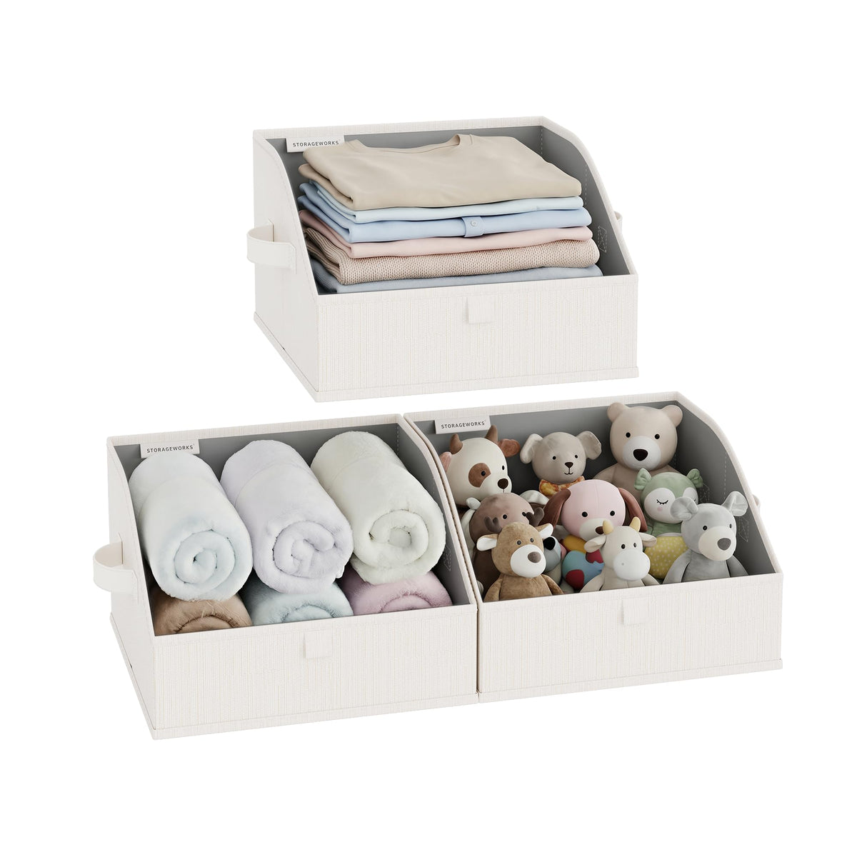 StorageWorks Closet Storage Bins Trapezoid, Gray, Large, 3-Pack
