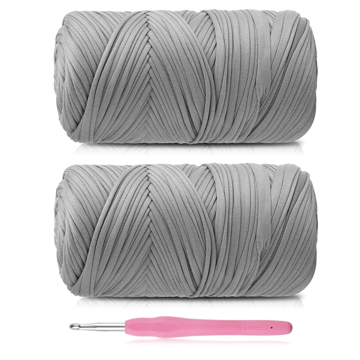 T-Shirt Yarn - 400g/118 Yards Elastic Fabric Crochet Cloth T-Shirt Yarn, Thick Hand Knitting Yarns for Crocheting Bags/Rugs/Baskets/Craft Project (Modern, 1-Grey)
