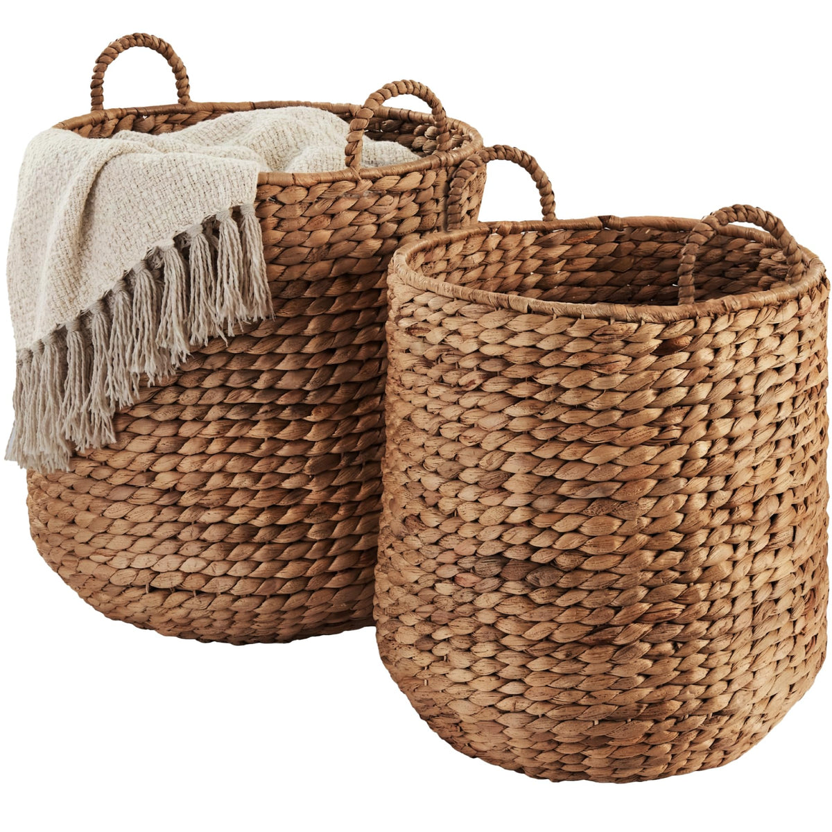 Best Choice Products 2-Piece Round Nesting Baskets W/Handles, Handwoven Water Hyacinth, Plant Holder, Laundry Basket, Storage Organizer, Tote Bins for Bedroom, Living Room, & Laundry Room - Natural