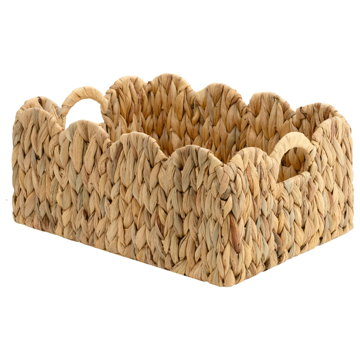 StorageWorks Scalloped Water Hyacinth Baskets, Large Scalloped Baskets