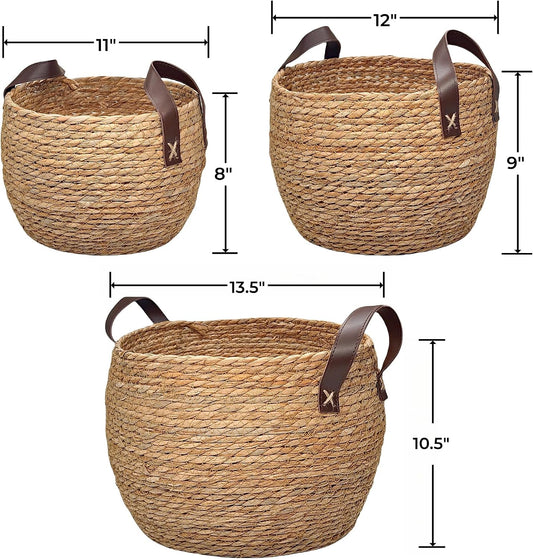 GIB Round Seagrass Storage Baskets Woven Wicker Planter Baskets for Decor