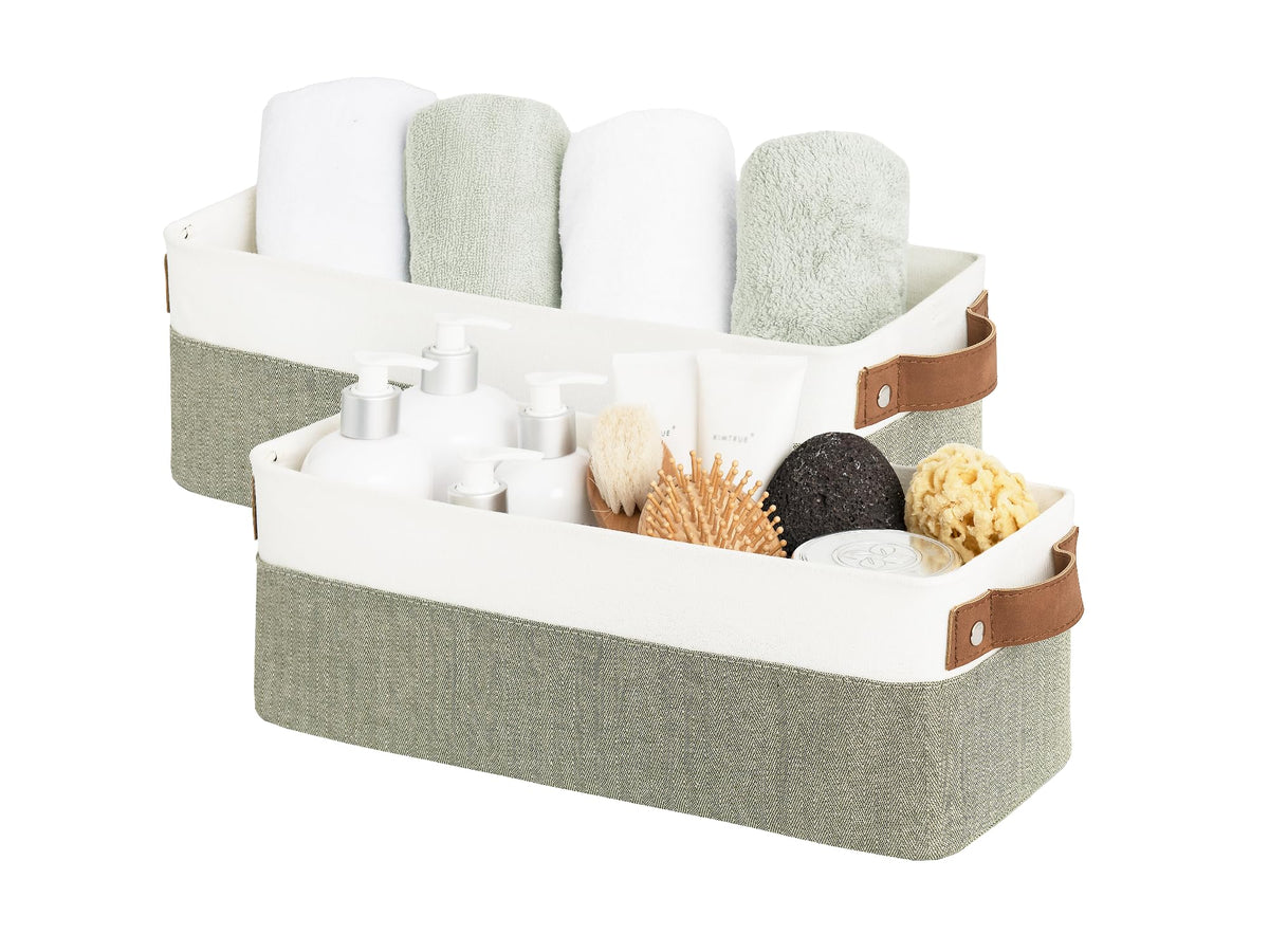 StorageWorks Narrow Storage Bins, Toilet Paper Storage, Natural, 2-Pack