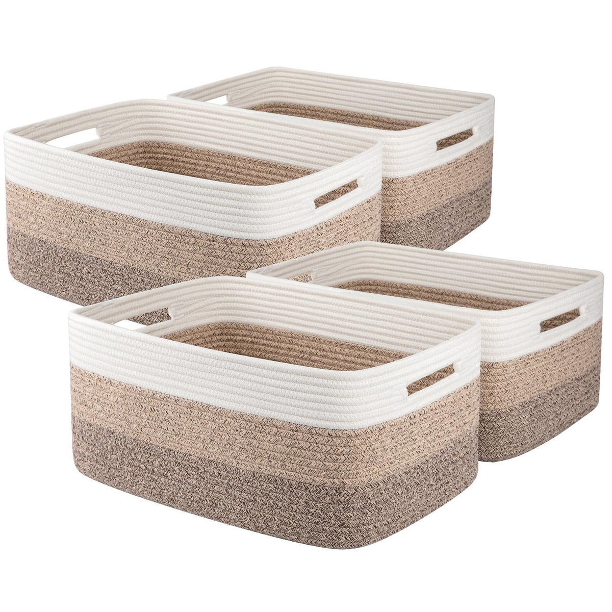 OIASKET Large Storage Basket for Organizing, Woven Rope Basket for Shelves, Closet Organizer Bins for Clothes, Blanket, Toys, Baby Nursery Storage, 17.7" x 13" x 7.87", 2 Packs Gradient Yellow