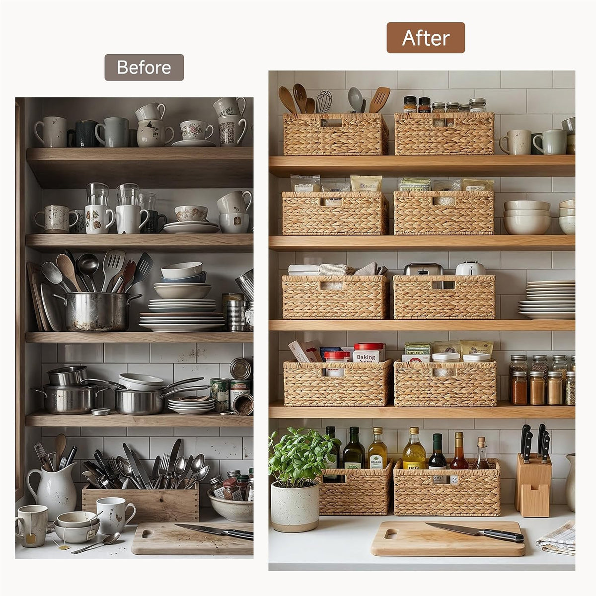 StorageWorks Wicker Baskets for Storage, Wicker Storage Baskets, 1-Pack