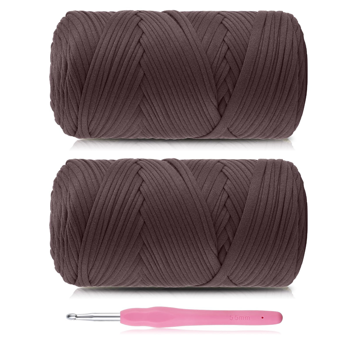 T-Shirt Yarn - 400g/118 Yards Elastic Fabric Crochet Cloth T-Shirt Yarn, Thick Hand Knitting Yarns for Crocheting Bags/Rugs/Baskets/Craft Project (Modern, 1-Grey)