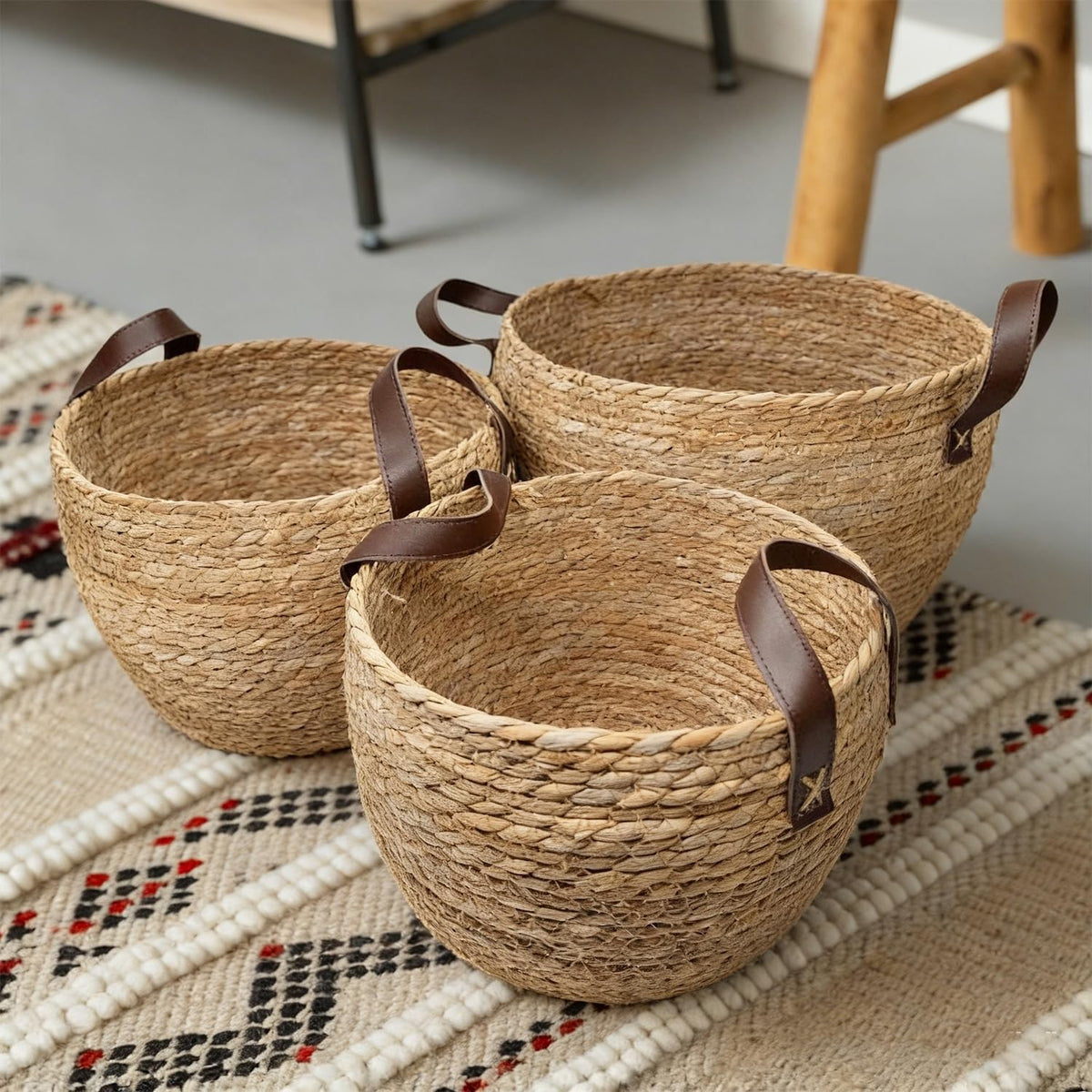 GIB Round Seagrass Storage Baskets Woven Wicker Planter Baskets for Decor