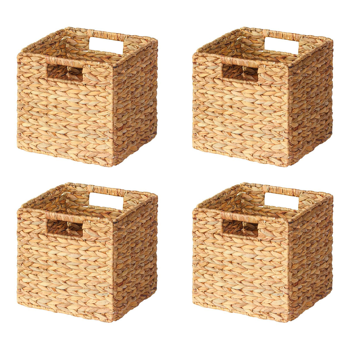 SpaceAid 6 Pack Wicker Basket, Storage Baskets for Organizing, Woven Rattan Basket with Handles for Shelves, Water Hyacinth Large Cube Organizer Storage Bin, 10.5x10.5x10.5 inch, Natural