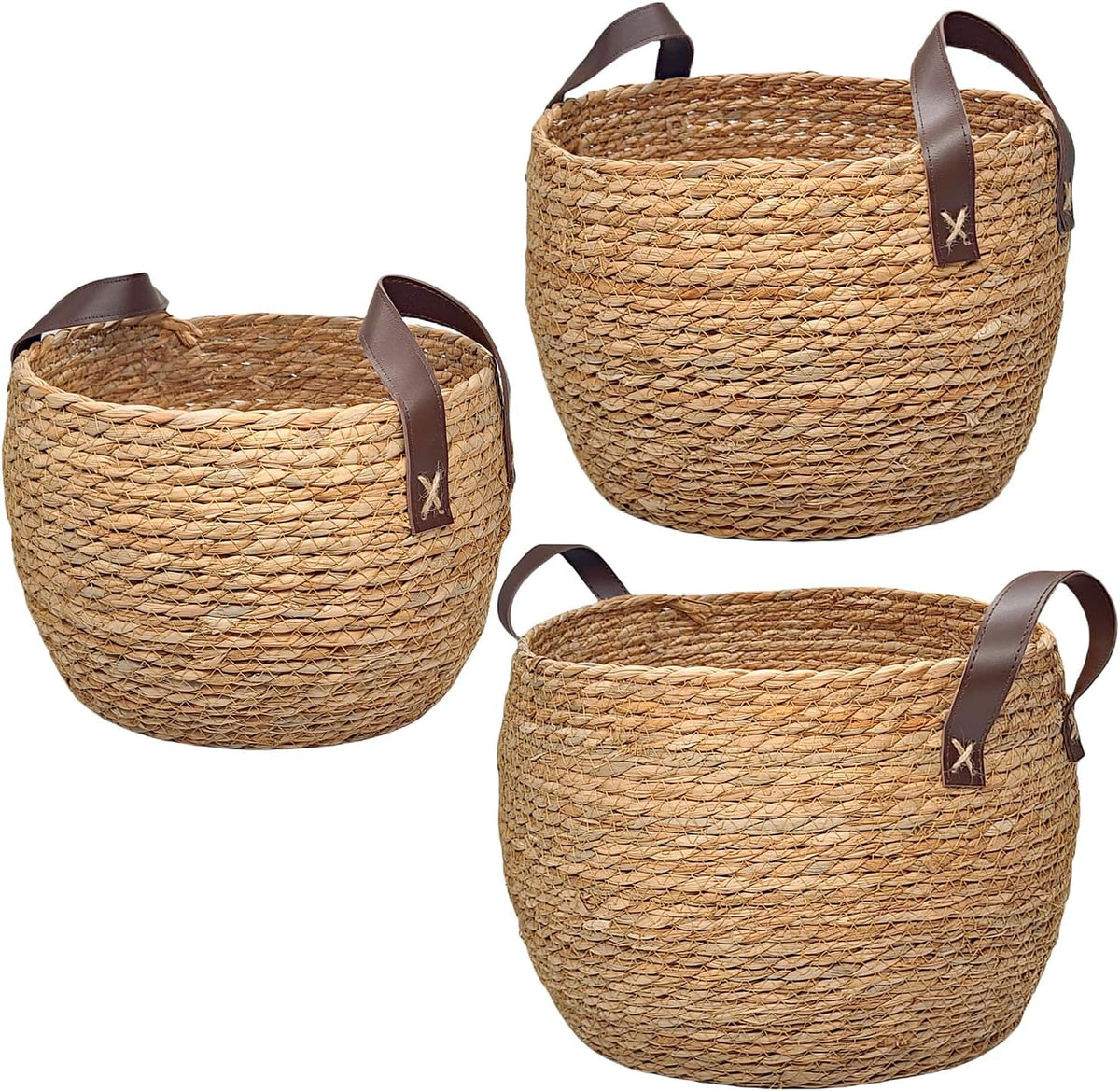 GIB Round Seagrass Storage Baskets Woven Wicker Planter Baskets for Decor