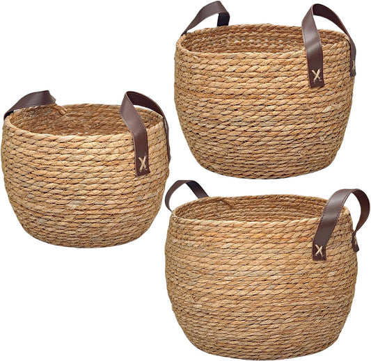 GIB Round Seagrass Storage Baskets Woven Wicker Planter Baskets for Decor