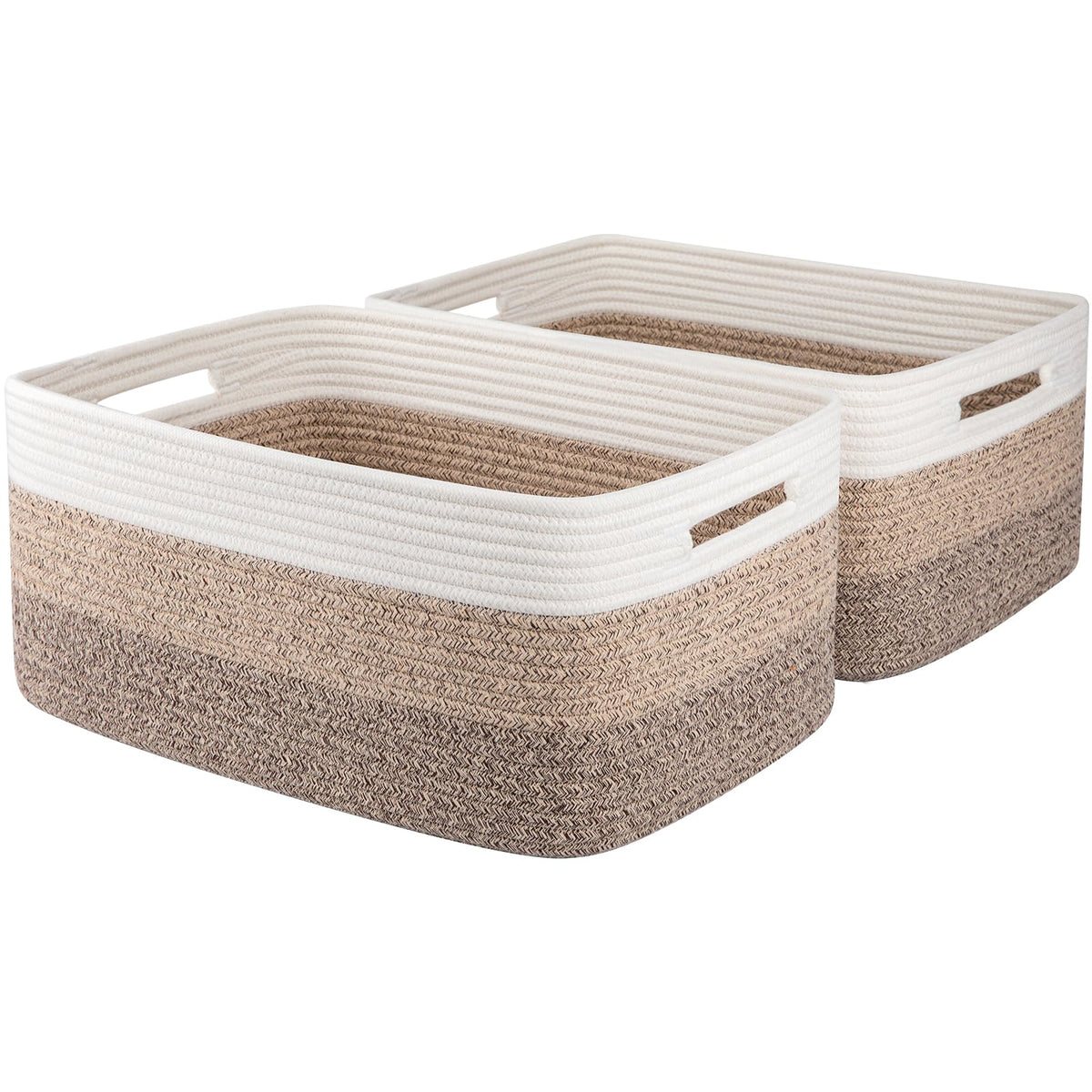 OIASKET Large Storage Basket for Organizing, Woven Rope Basket for Shelves, Closet Organizer Bins for Clothes, Blanket, Toys, Baby Nursery Storage, 17.7" x 13" x 7.87", 2 Packs Gradient Yellow