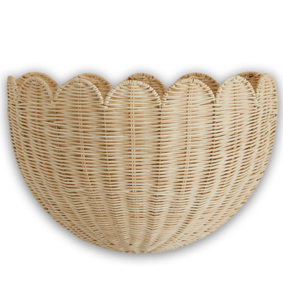 BEBE BASK Scalloped Wicker Wall Basket - The Original - 16 x 10 x 7 In