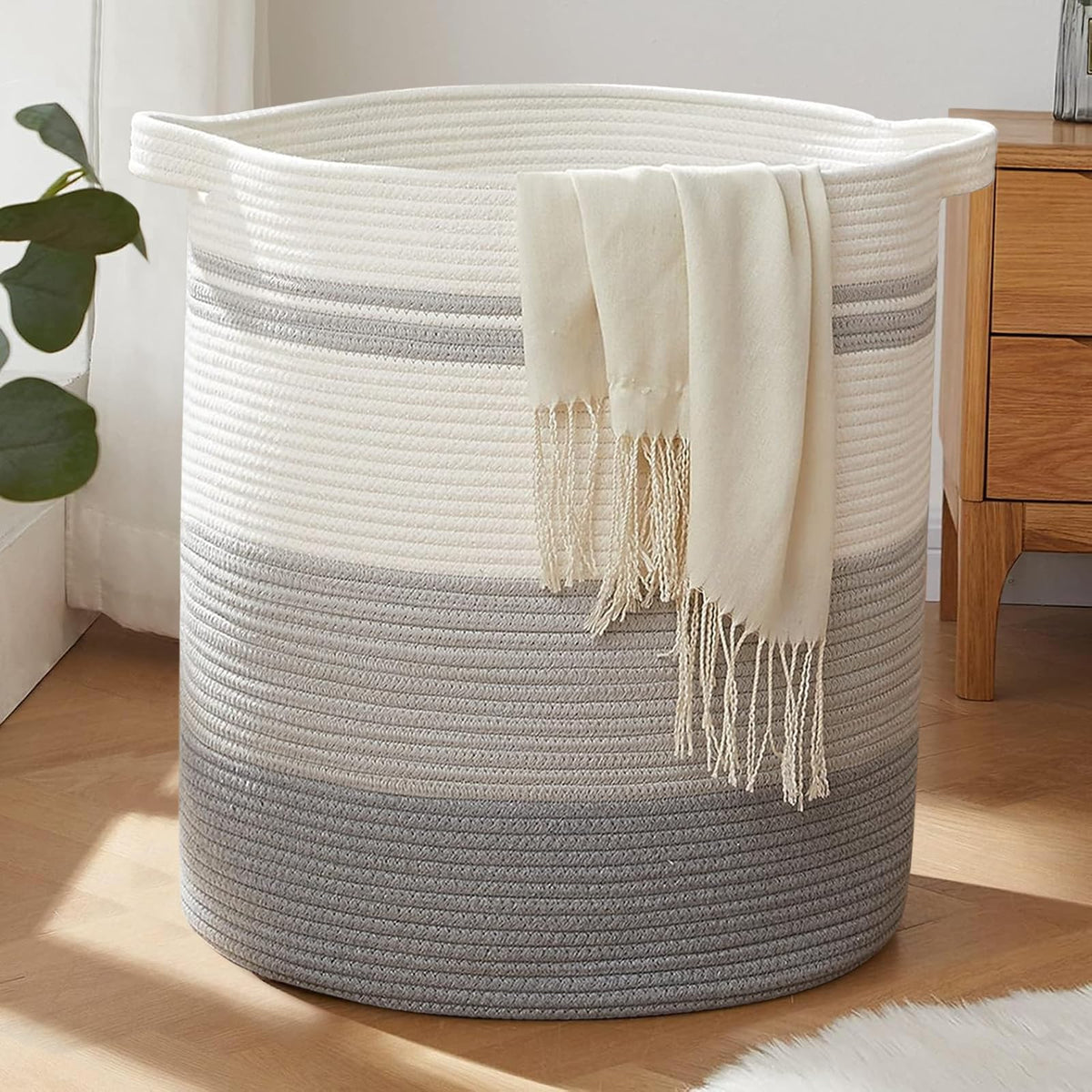 OIAHOMY 80L Laundry Basket Laundry Hamper Nursery Hamper Gradient Yellow