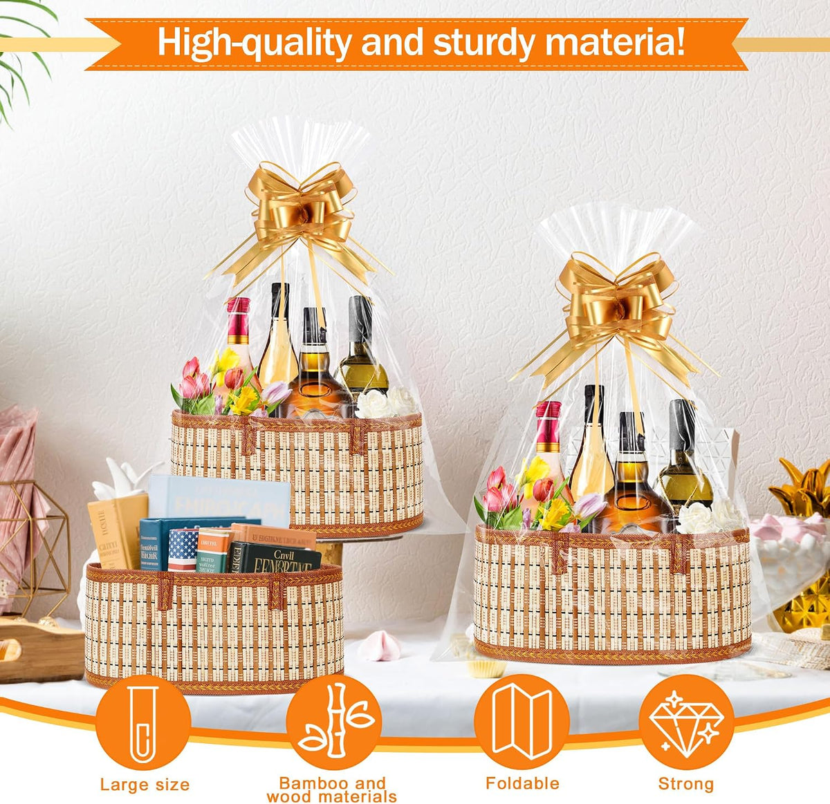 Orchidleaf 2 Set Baskets for Gifts Empty, Woven Bamboo gift baskets empty