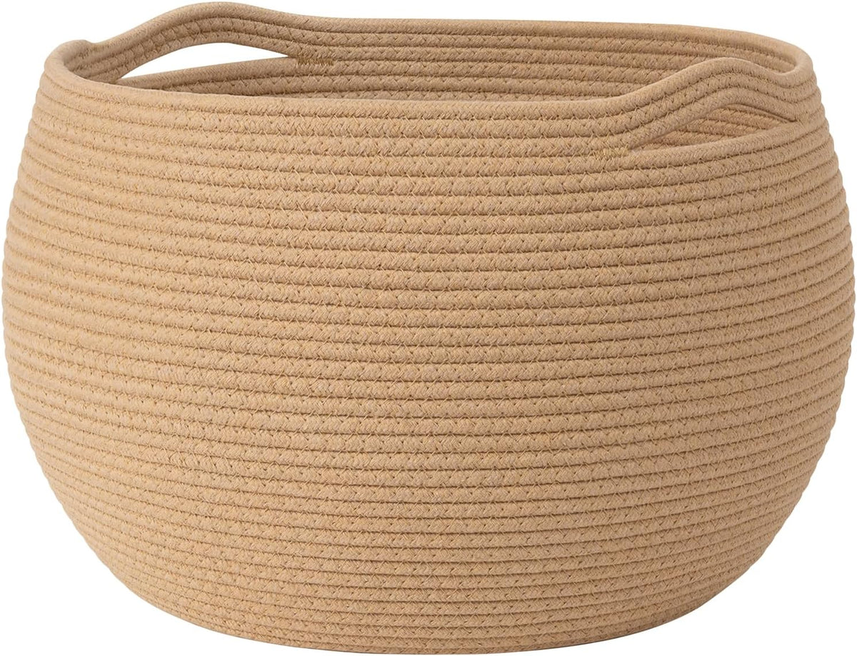 Goodpick Large Toy Storage Basket for Kids, Round, 15.7" x 10.5", Camel