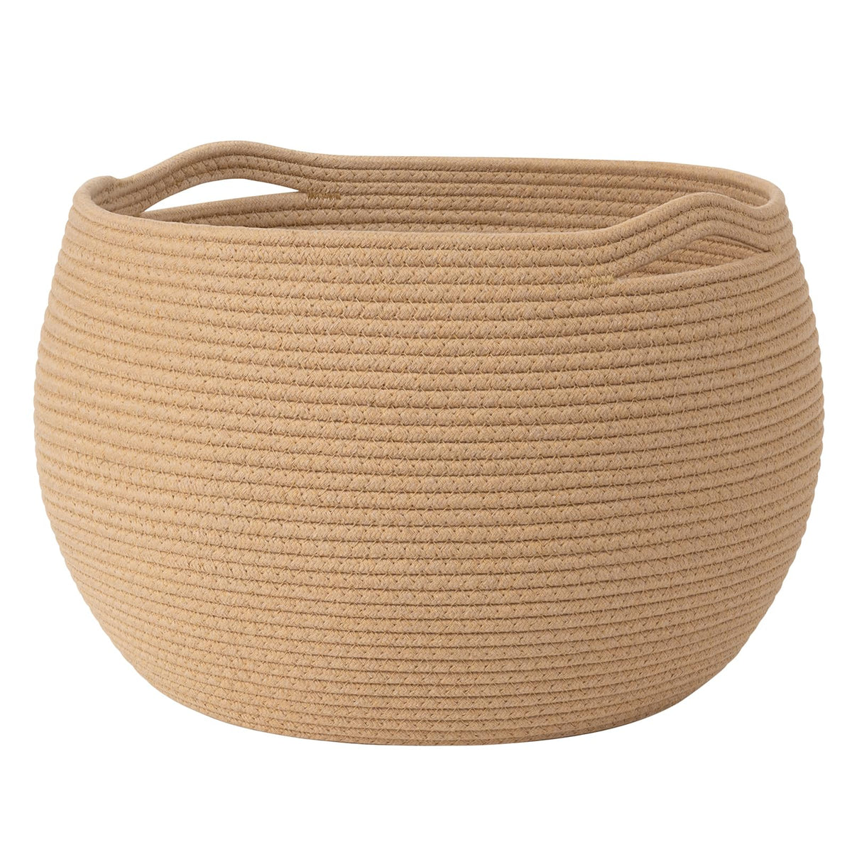Goodpick Large Toy Storage Basket for Kids, Round, 15.7" x 10.5", Camel