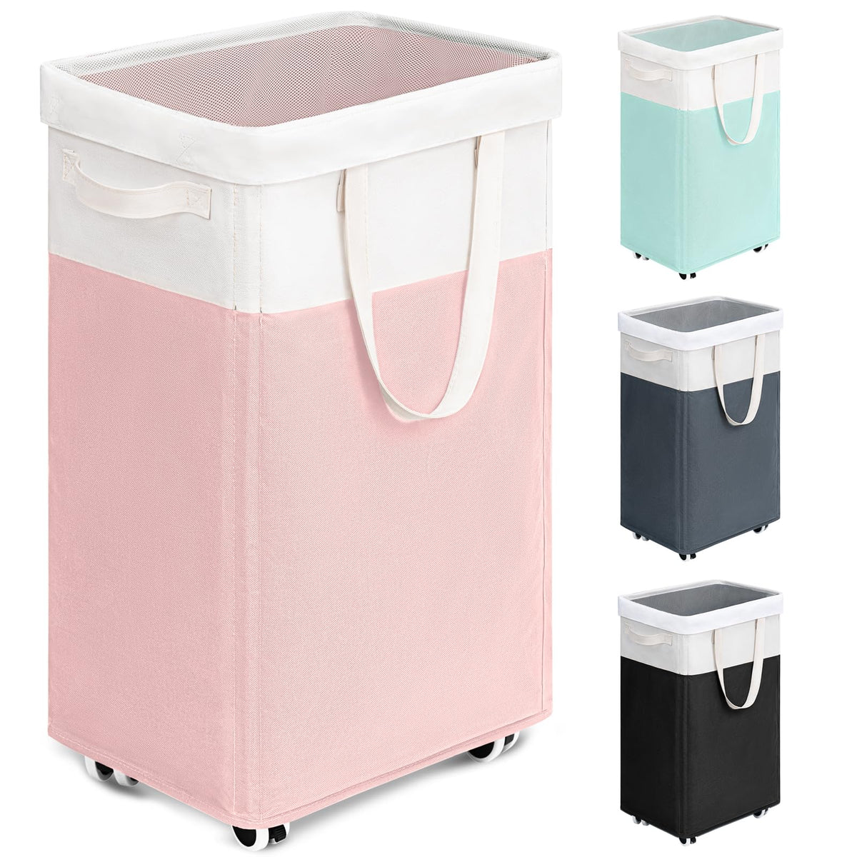 Goodpick 75L Laudnry Basket with Wheels & Removable Wash Bag for Dorm