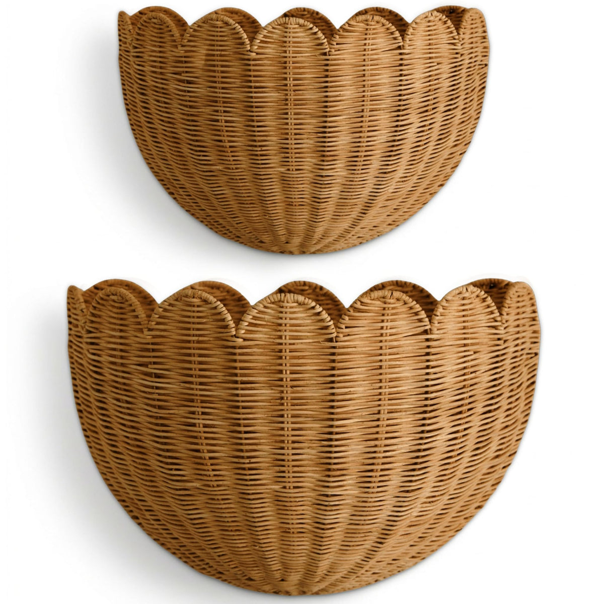 BEBE BASK Scalloped Wicker Wall Basket - The Original - 16 x 10 x 7 In