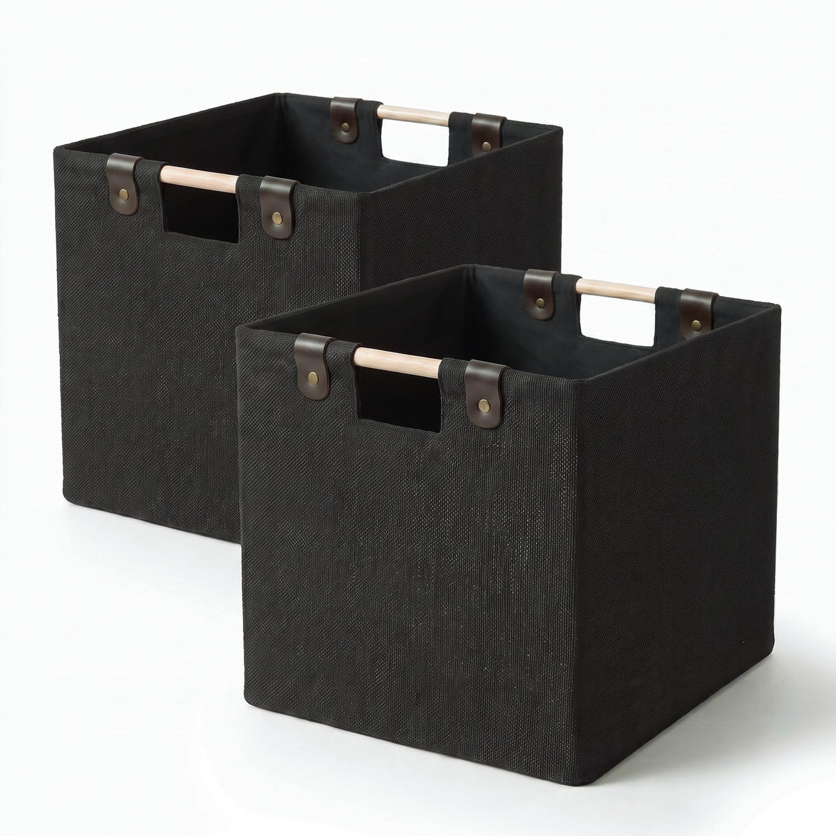 11 Inches Foldable Cube Storage Baskets for Organizing, Beige, 2 Pack