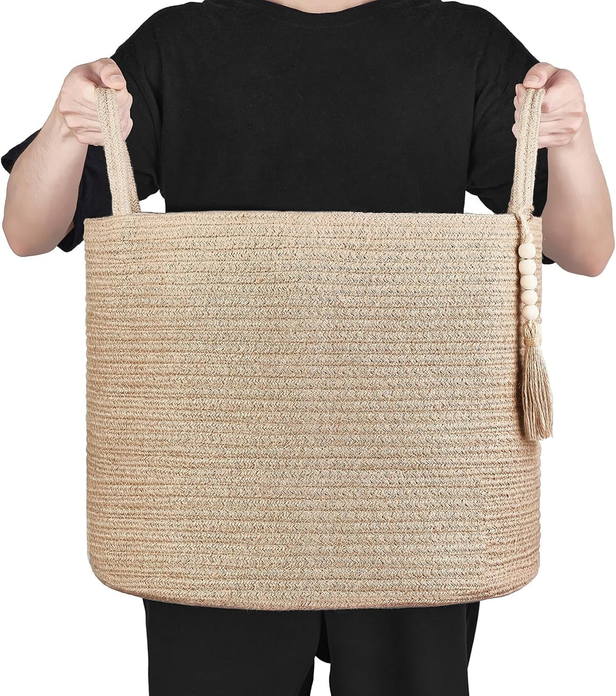 Mkono Woven Storage Basket for Blanket, Toys Plant Organizer, 16"W x 13.8"L