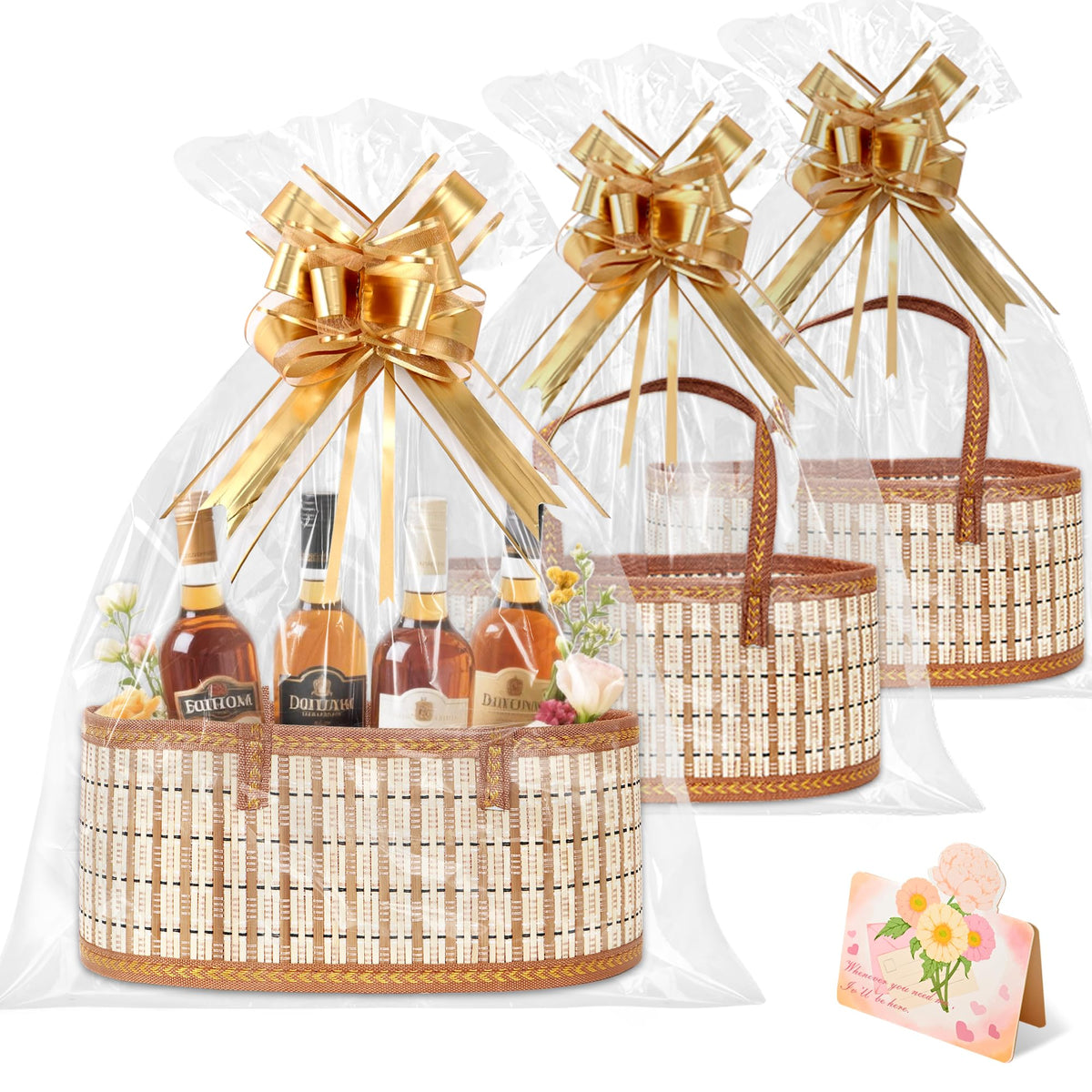 Orchidleaf 2 Set Baskets for Gifts Empty, Woven Bamboo gift baskets empty