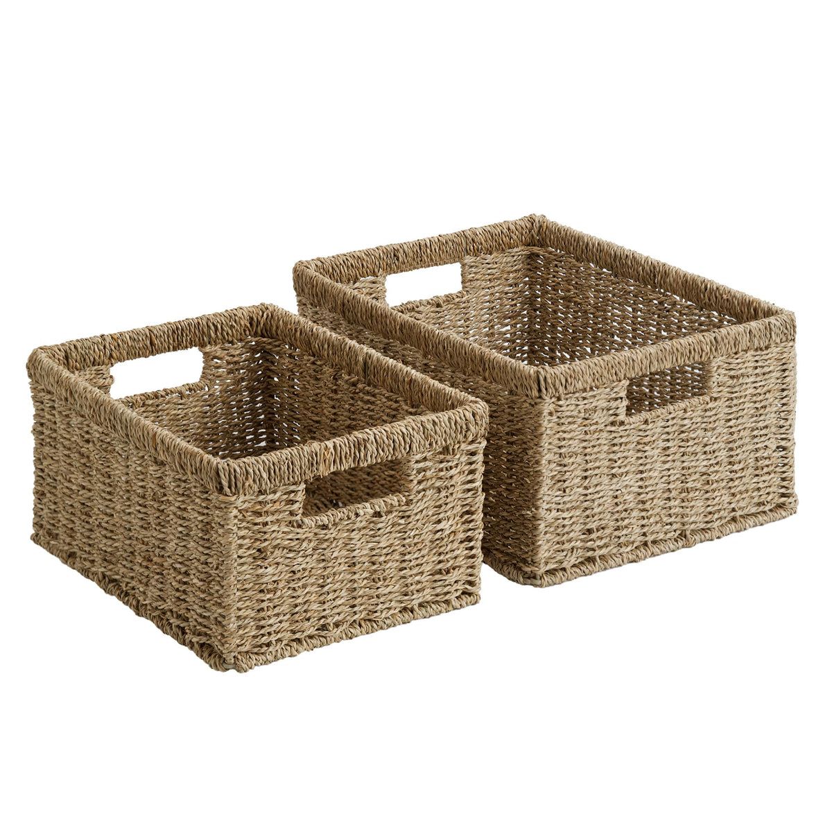 StorageWorks Wicker Baskets, Wicker Storage Baskets for Shelves, 2-Pack