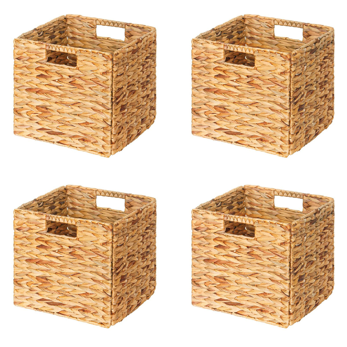 SpaceAid 6 Pack Wicker Basket, Storage Baskets for Organizing, Woven Rattan Basket with Handles for Shelves, Water Hyacinth Large Cube Organizer Storage Bin, 10.5x10.5x10.5 inch, Natural