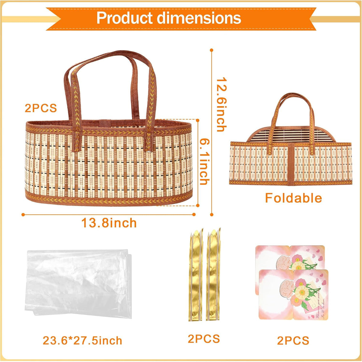 Orchidleaf 2 Set Baskets for Gifts Empty, Woven Bamboo gift baskets empty