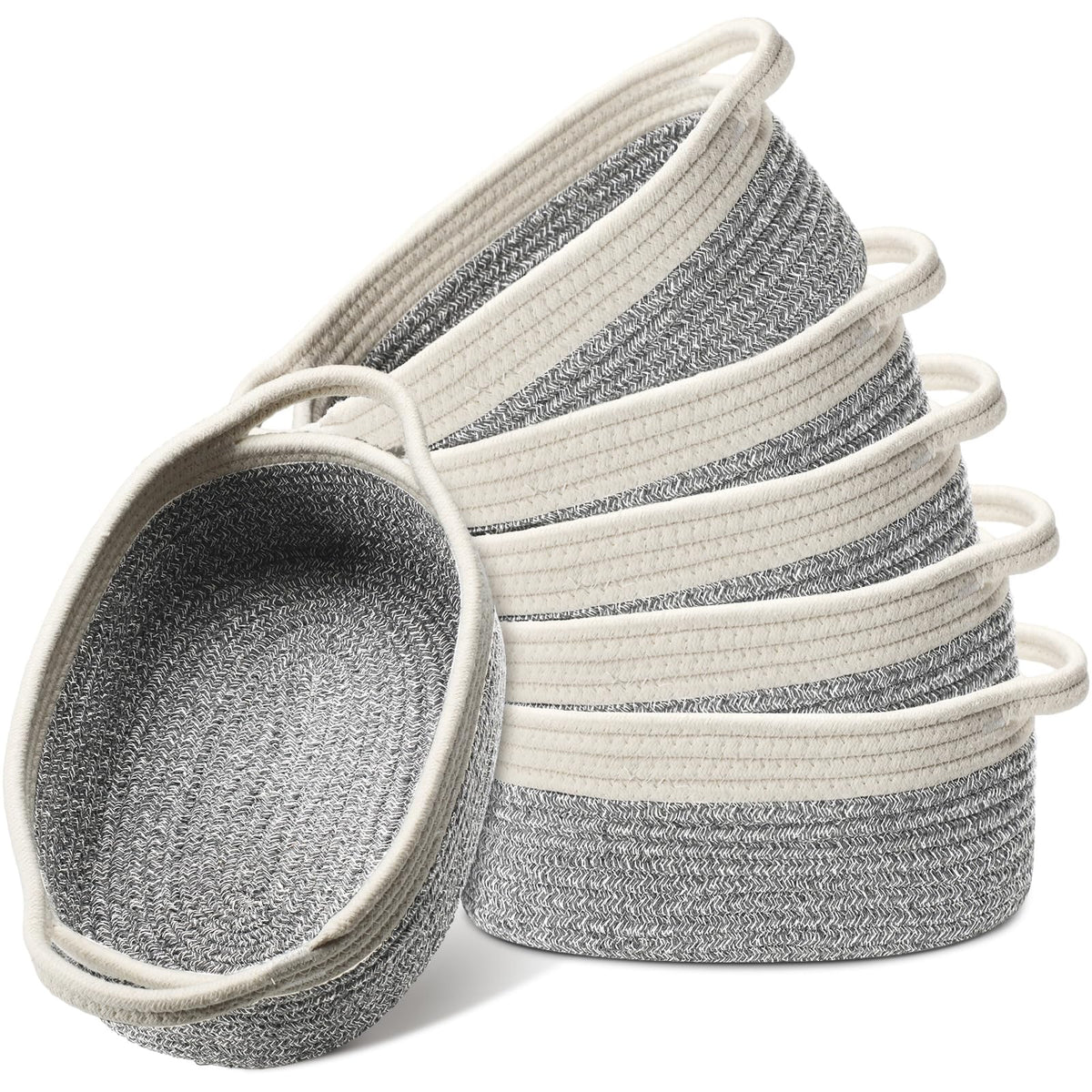 6 Pcs Small Woven Basket 12 x 8 x 5" Empty Gifts, White