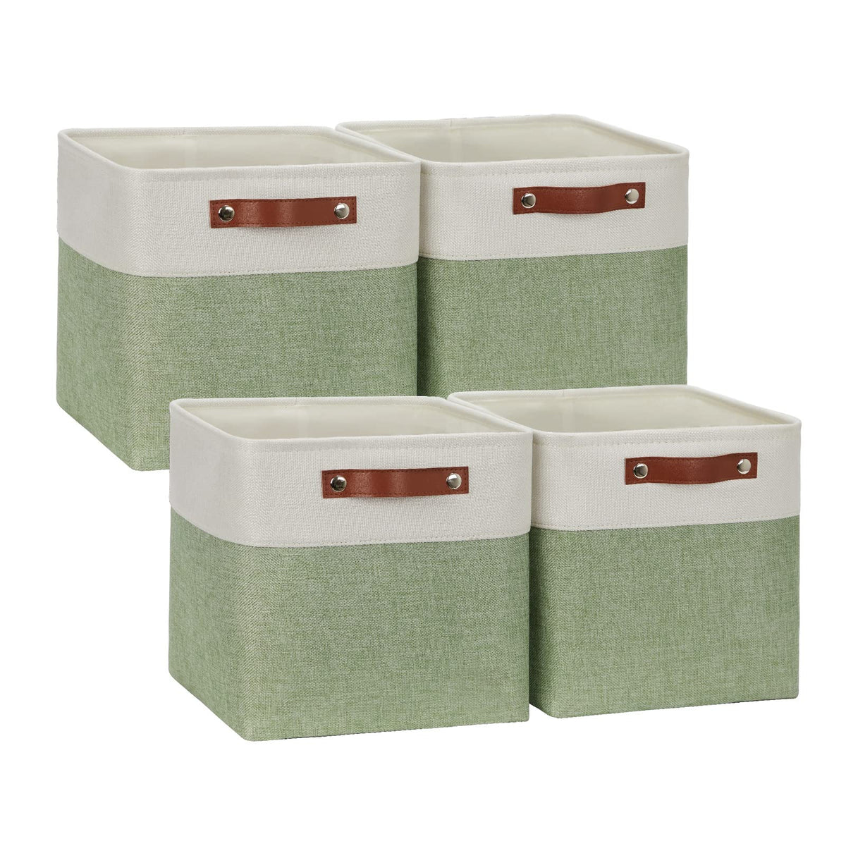 DULLEMELO Small Storage Bins, Storage Baskets for Organizing, Collapsible Rectangular Fabric Baskets for Shelves, Closets, Nursery, Home, Office, Empty Gift Baskets (6-Pack, White&Khaki)